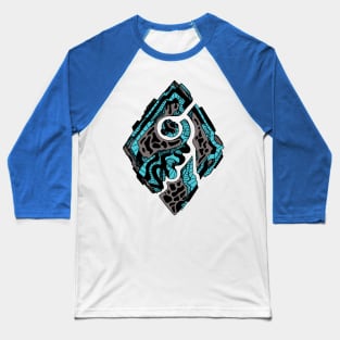 Blue Grey Abstract Rhombus Baseball T-Shirt